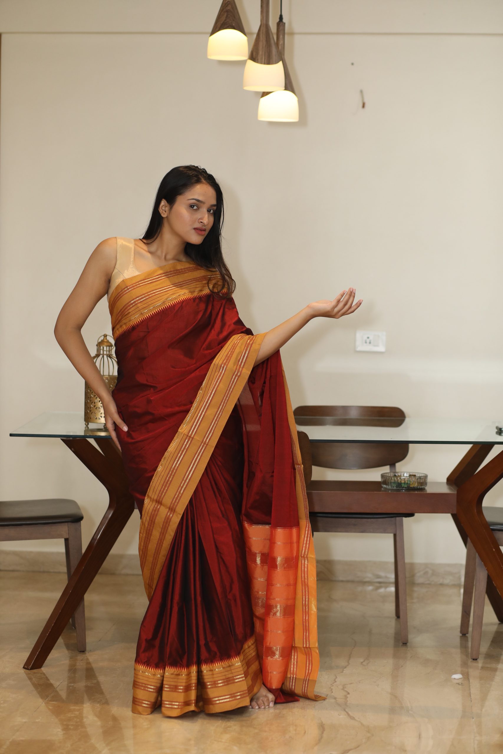 Narayan Peth poona cotton saree - Image 3